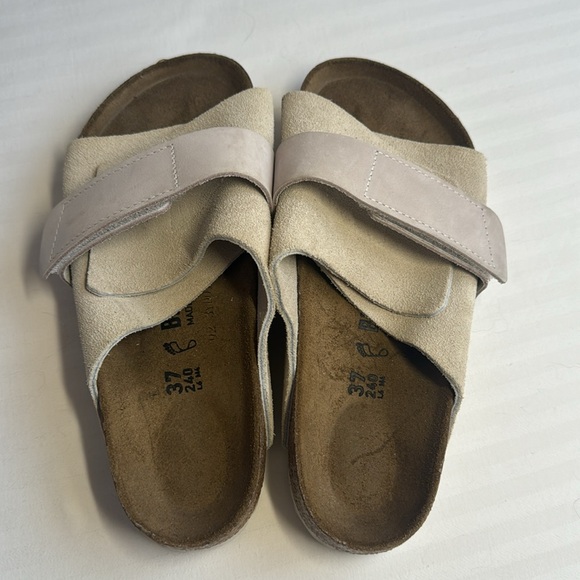Birkenstock Kyoto Suede Sandals in Beige Off-White - Picture 2 of 11